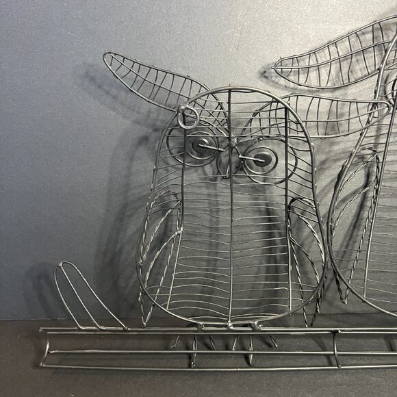 Decorative Metal Wire Owls w/ White Gem Eyes on a Branch Wall Art 12.75 x 18" - Picture 7 of 8